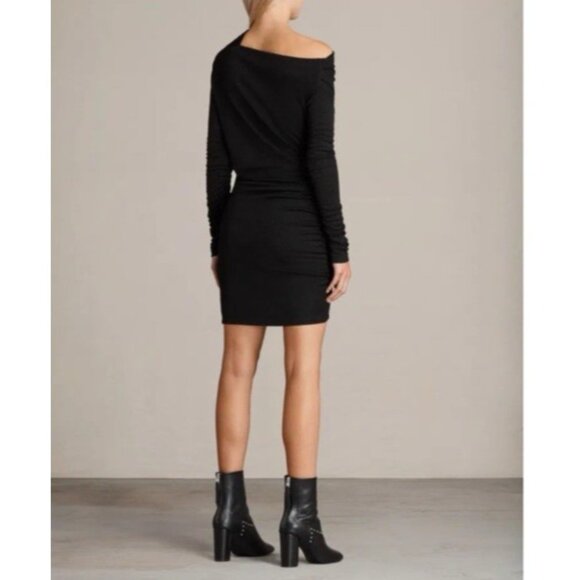 AllSaints Spitalfields 6 Black Ruched Long Sleeve Stretch - Picture 4 of 12